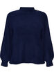 Prazkowany sweter z bufiastymi rekawami i guzikami, Niebieskie, Packshot image number 0