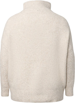 Sweter o warkoczowym splocie, zapinany na zamek, Pumice Stone Mel., Packshot image number 1