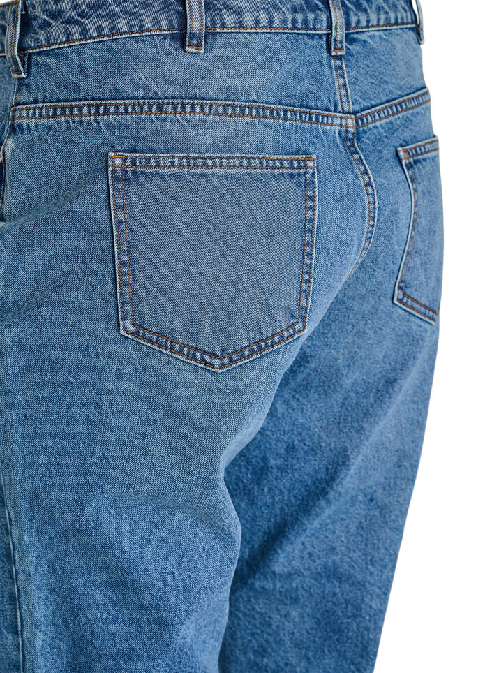 Jeansy Mille typu mom fit z wysokim stanem, Niebieskie, Packshot image number 3