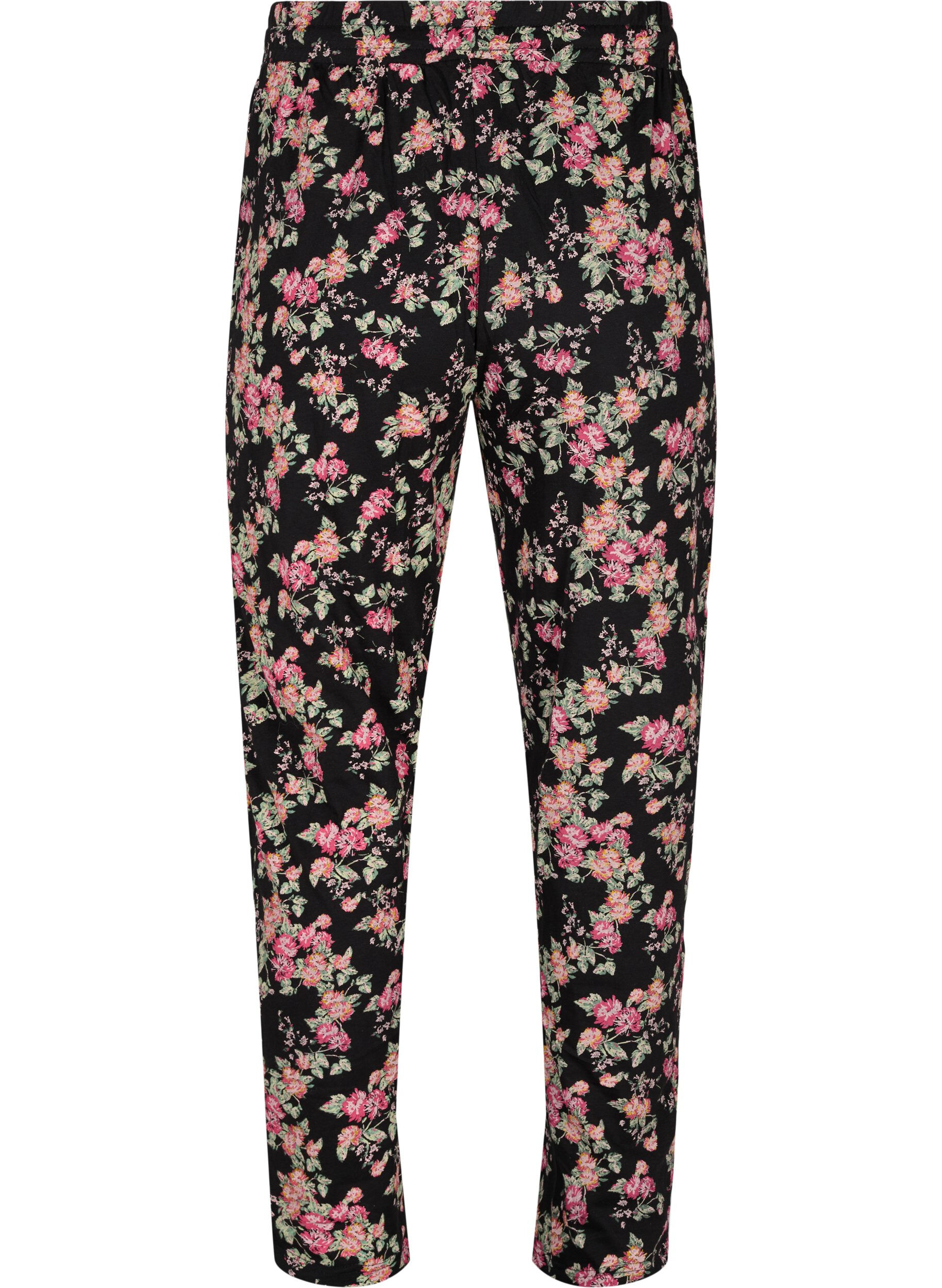 Zizzi Pyjama bottoms , Black Pink Oran Flow, Packshot image number 1