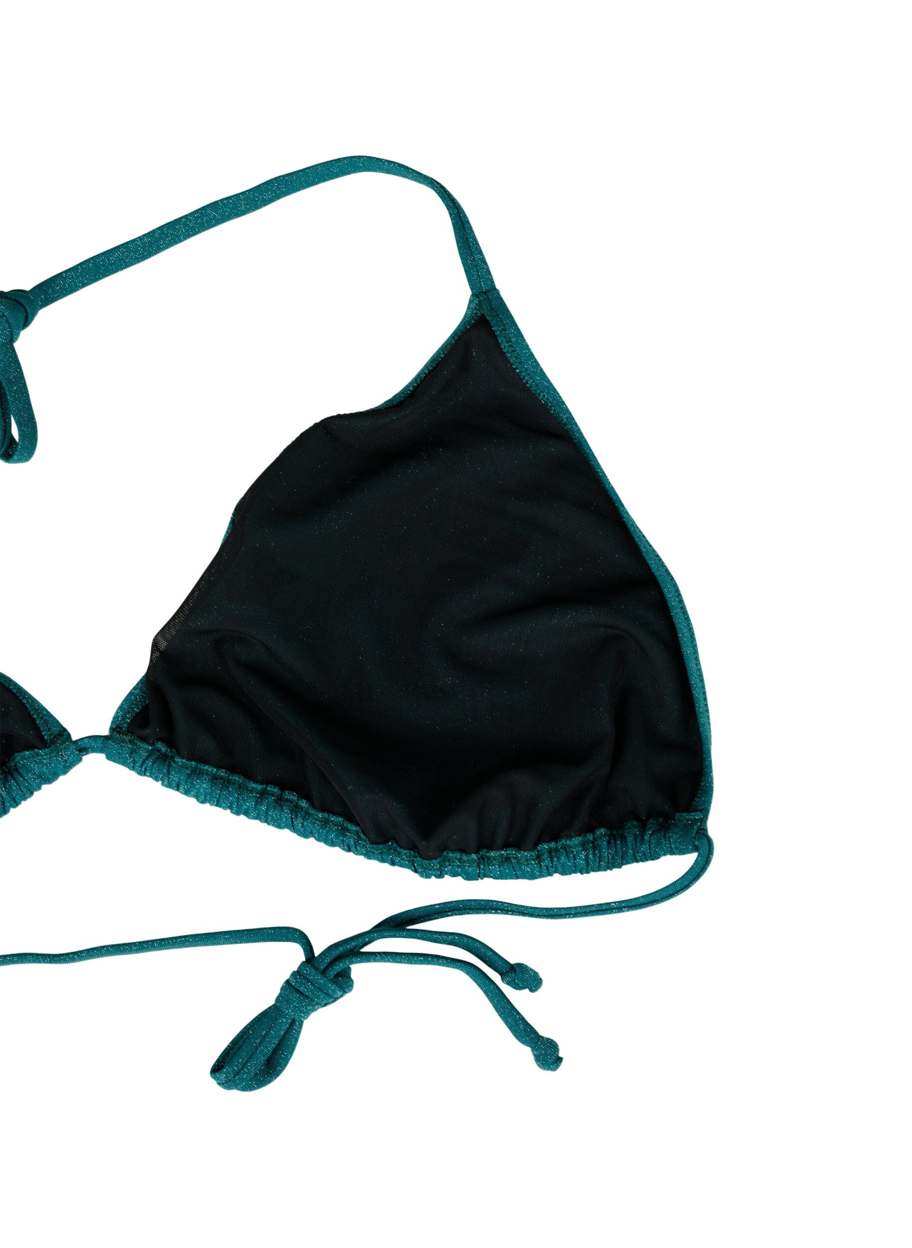 Zizzi Tr&oacute;jkatna g&oacute;ra od bikini z brokatem, Zielony, Packshot image number 3