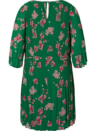 Wzorzysta plisowana sukienka z wiazaniem, Jolly Green Flower, Packshot image number 1
