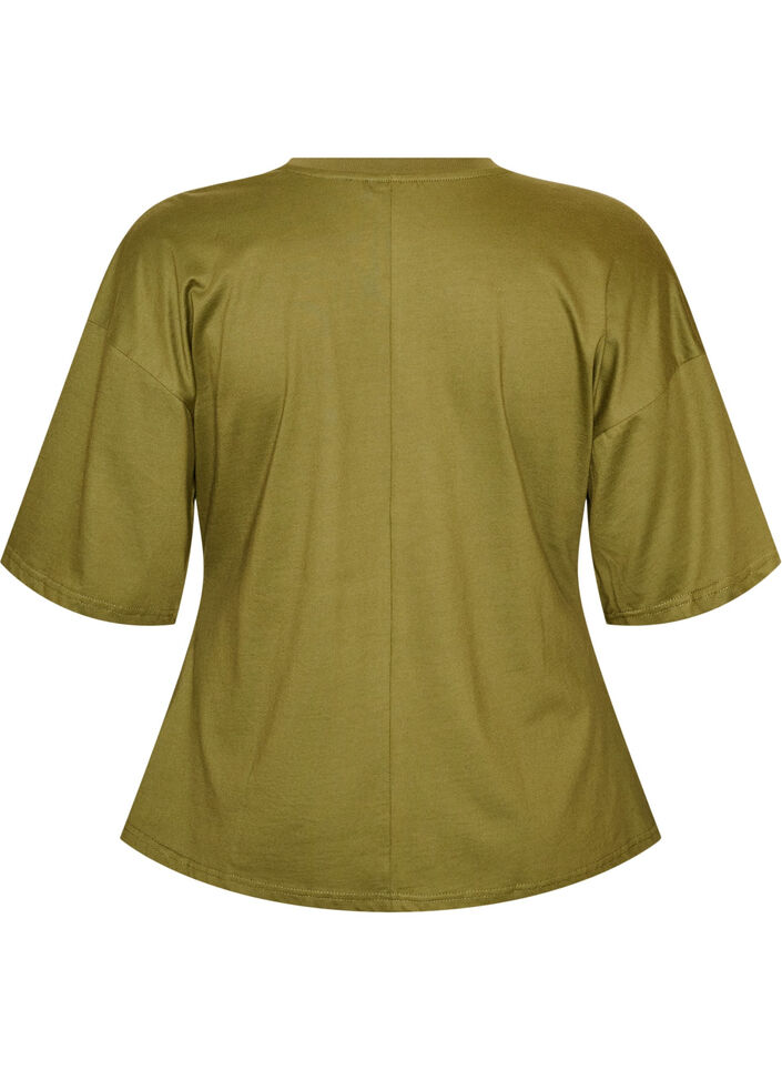 T-shirt z drapowaniem, Zielony, Packshot image number 1