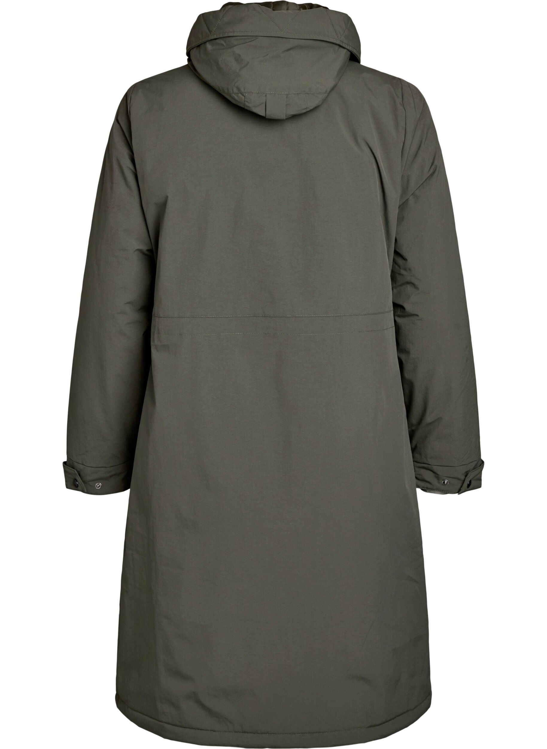 Zizzi Parka z kapturem i regulowana talia, Zielony, Packshot image number 1
