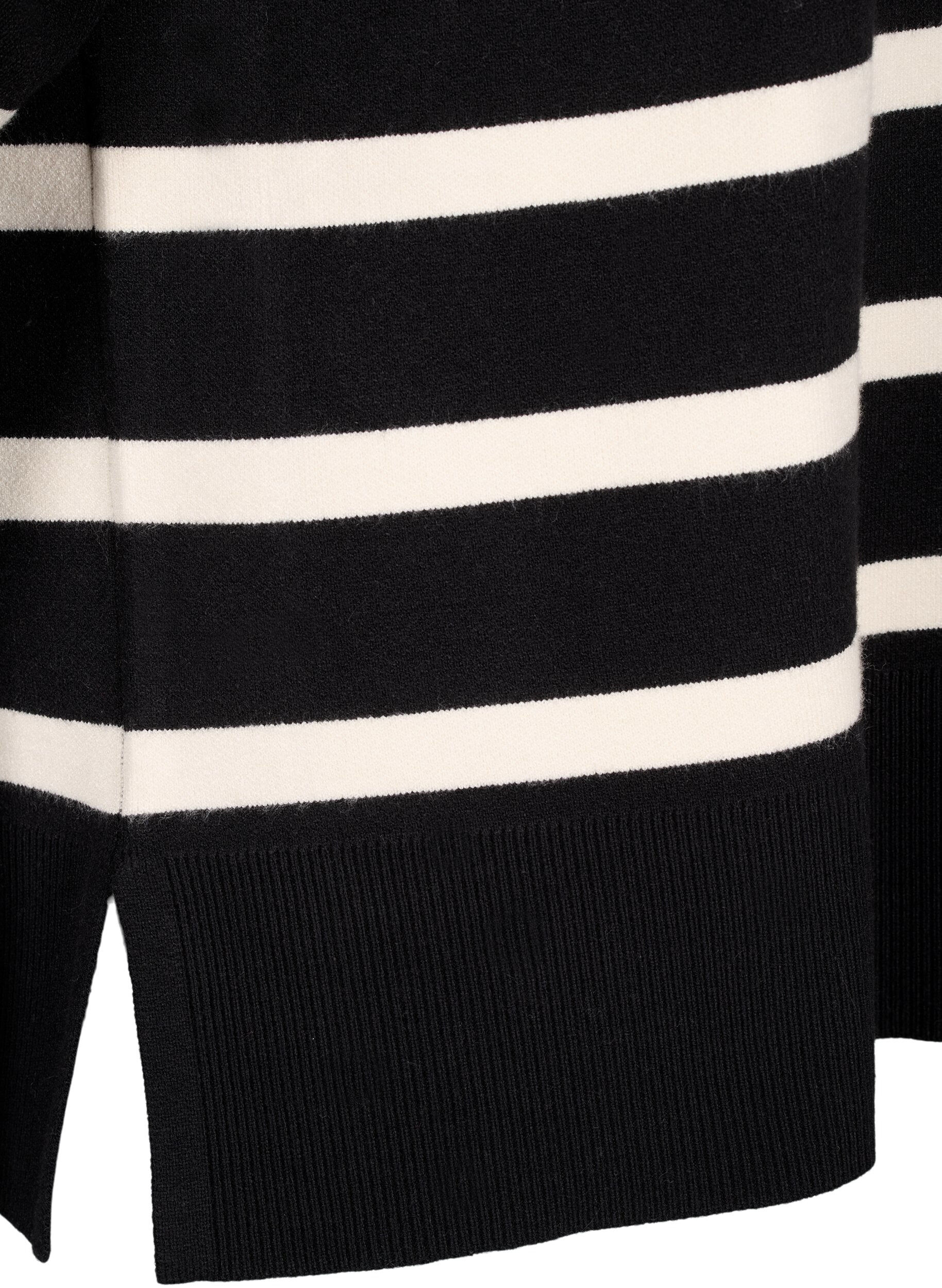 Zizzi Dzianinowa bluzka w paski z rekawami 3/4, Black Birch Stripes, Packshot image number 3
