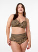 Pasiaste doly bikini z wysokim stanem, Brązowy, Model image number 0