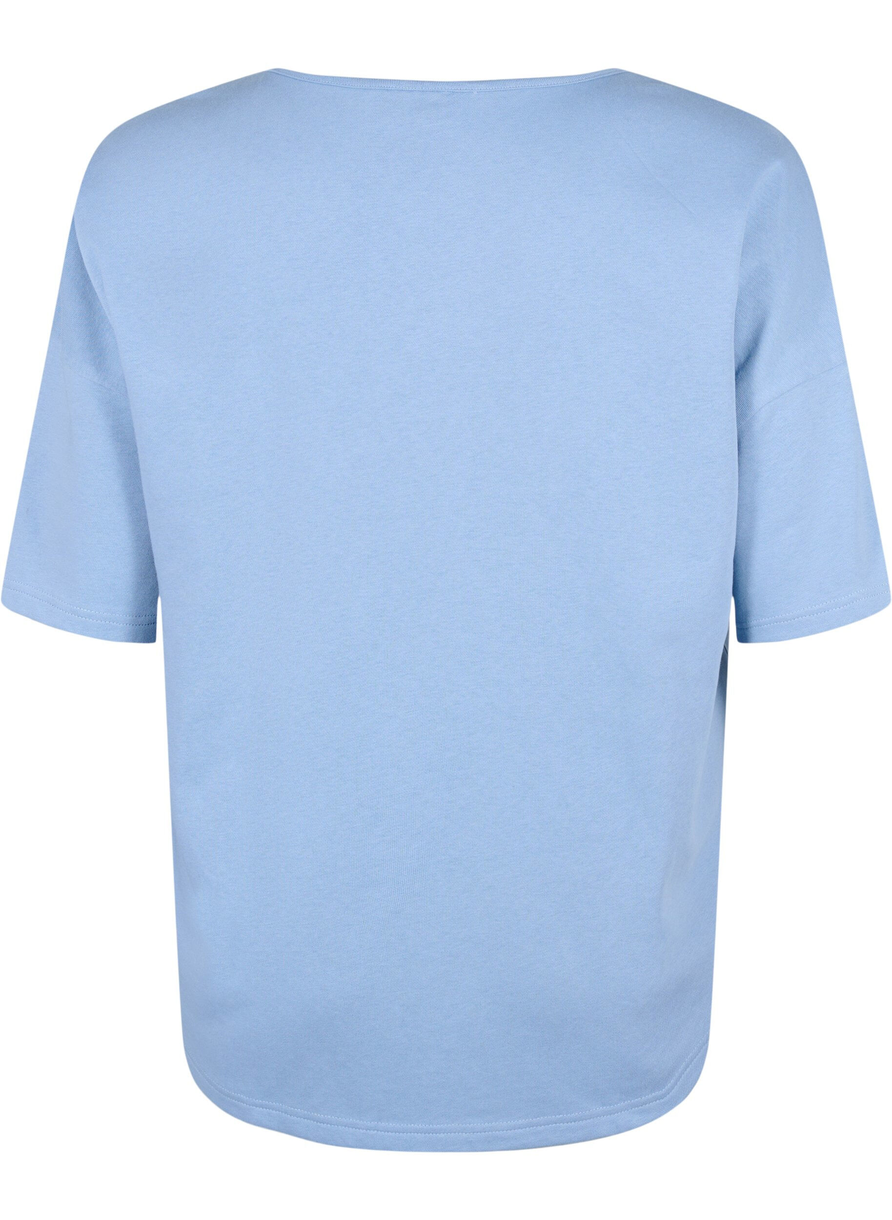 Zizzi Bluzka z p&oacute;lrekawem, Faded Denim, Packshot image number 1