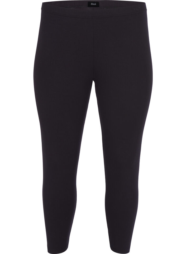 Legginsy 3/4 typu basic z wiskozy, Czarne, Packshot image number 0