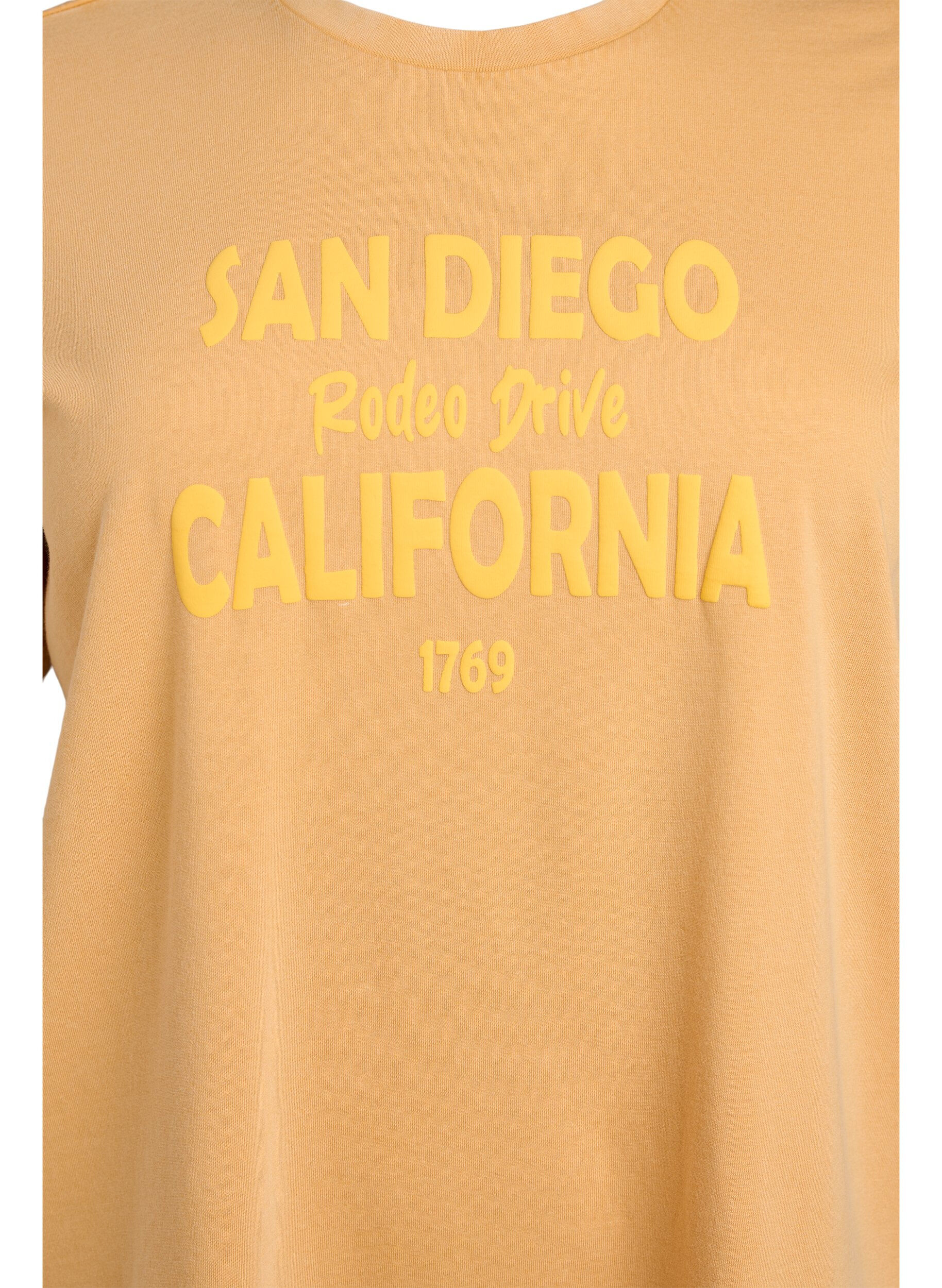 Zizzi Koszulka z bawelny organicznej z fajnym nadrukiem, Ż&oacute;łty, Packshot image number 2