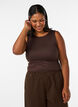 Dopasowany top basic z gladkiego materialu, Brązowy, Model image number 3