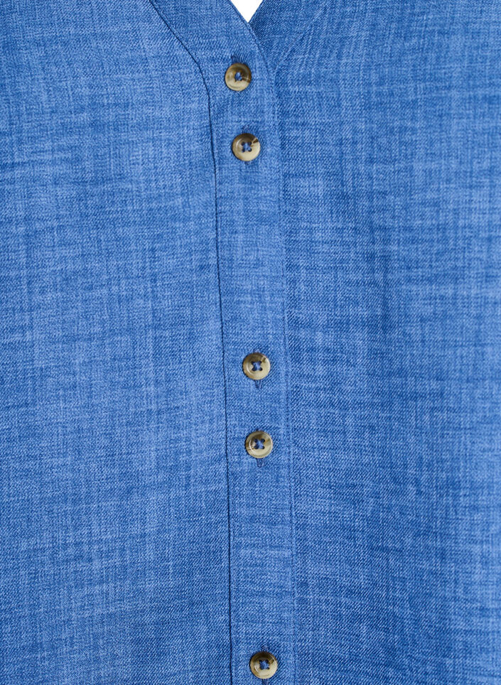 Bluzka koszulowa z dekoltem w szpic i kr&oacute;tkimi rekawami, Niebieskie, Packshot image number 2