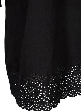 Wiskozowa sukienka z haftem angielskim i detalami z falbanami, Black, Packshot image number 3