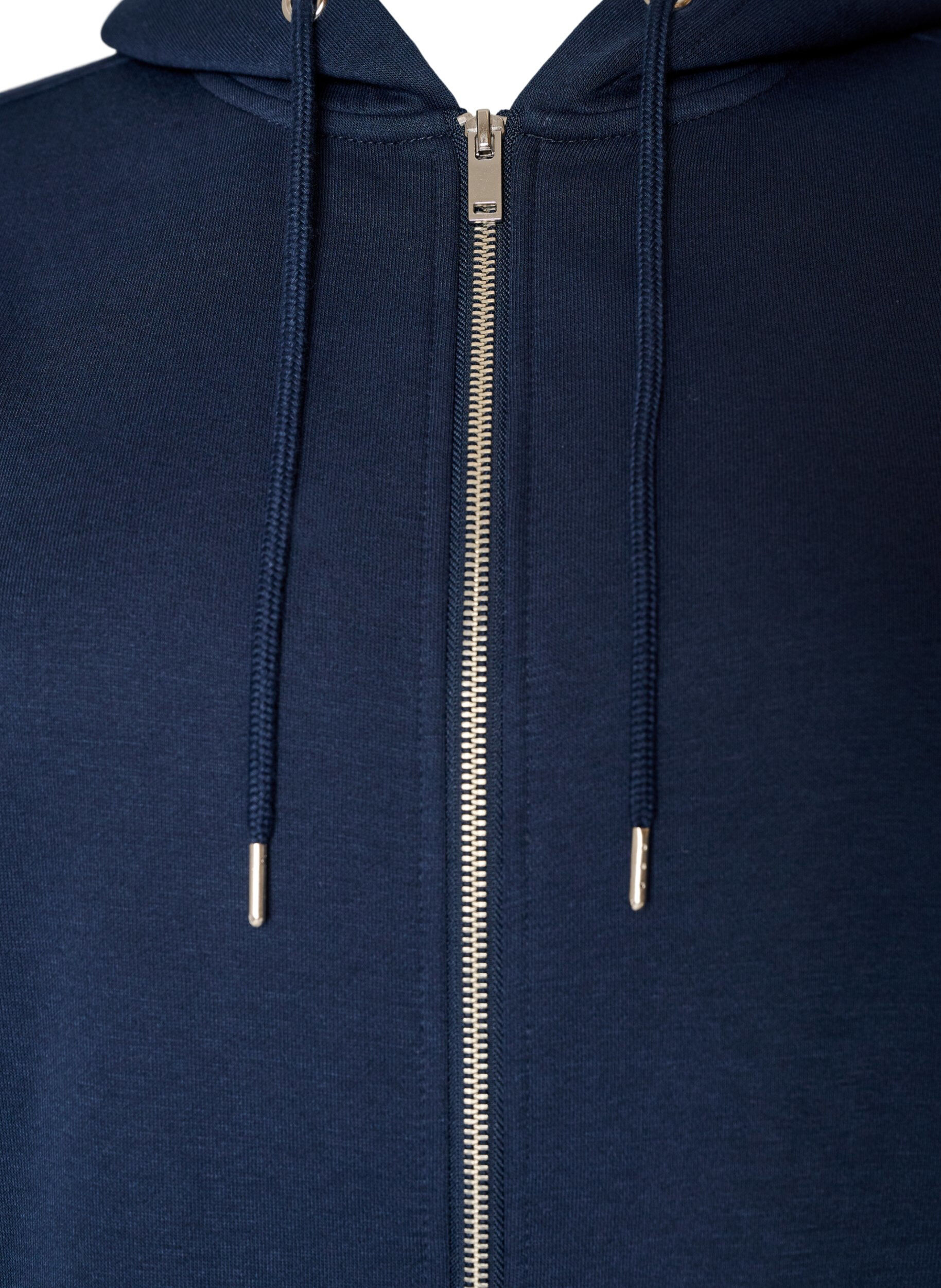 ZizziDluga bluza z kapturem, zamkiem blyskawicznym i kieszeniami, Niebieskie, Packshot image number 2