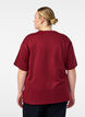 T-shirt z krysztalkami i okraglym dekoltem, Ciemnobordowy, Model image number 2
