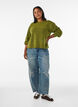 Bluzka dzianinowa z ozdobnym guzikiem, Zielony, Model image number 1