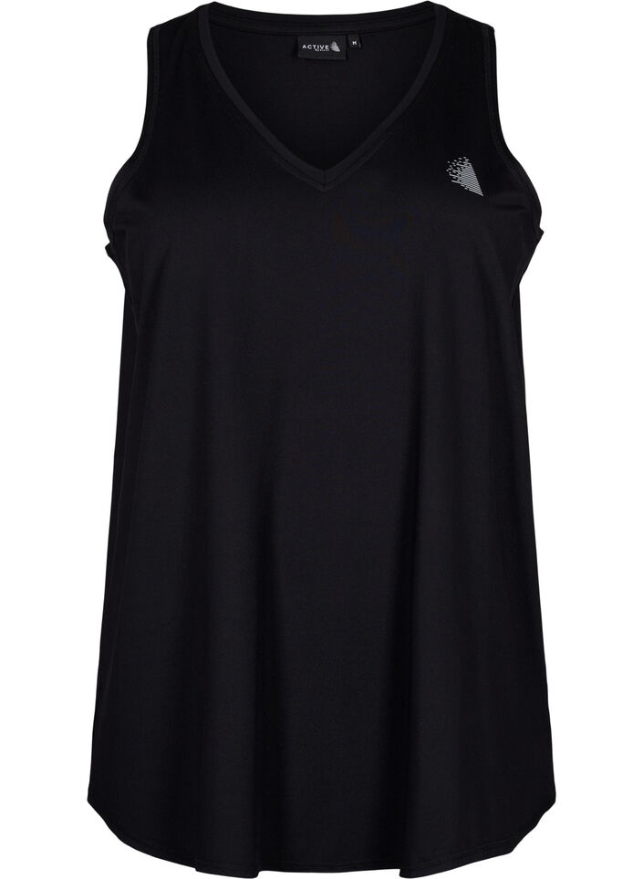 Treningowa koszulka z dekoltem w szpic, Black, Packshot image number 0