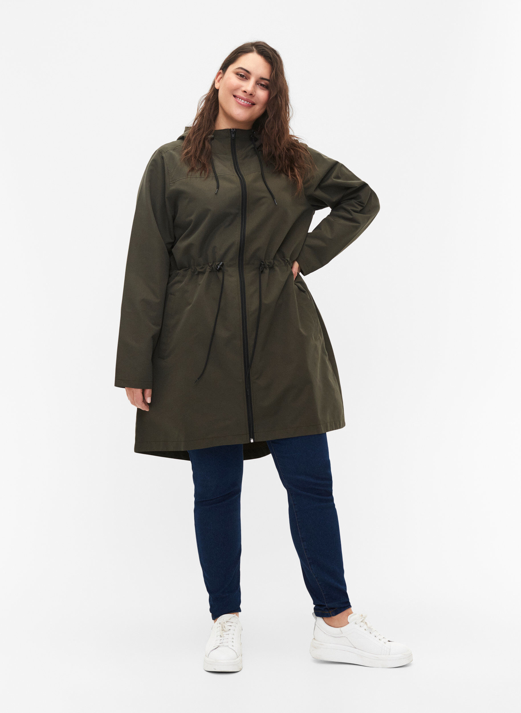 Zizzi Flash &ndash; wodoodporna parka z kapturem, Black Ink, Model image number 2