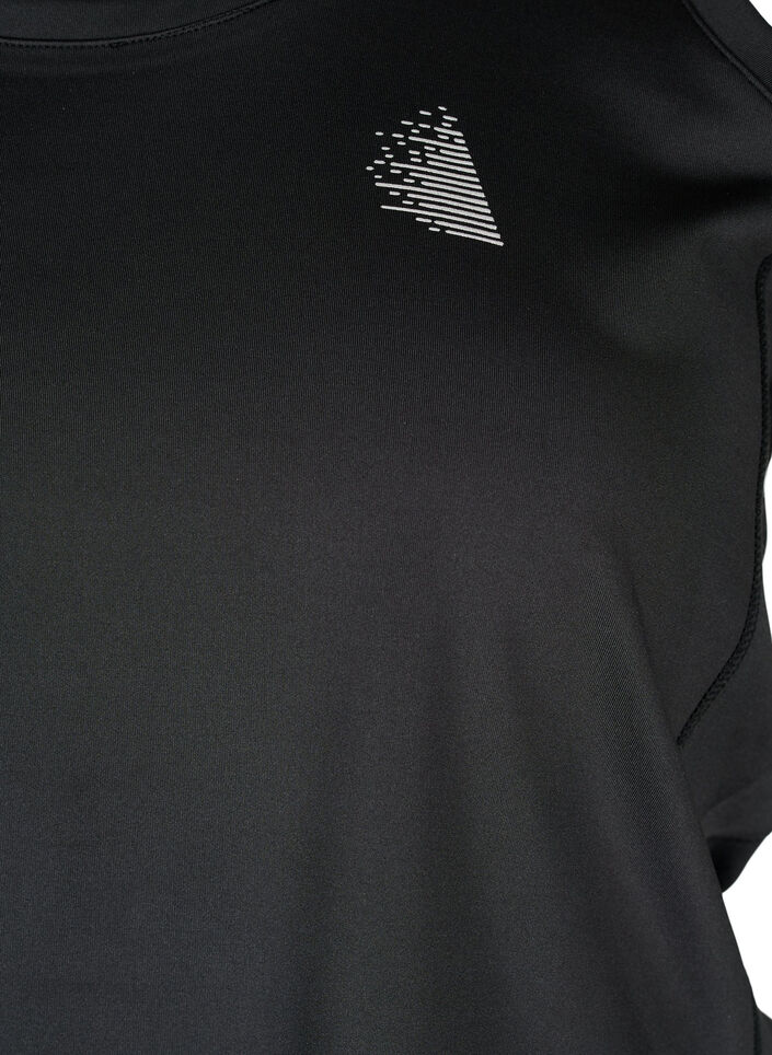 Sportowy top o fasonie racer back z siateczka, Black, Packshot image number 2