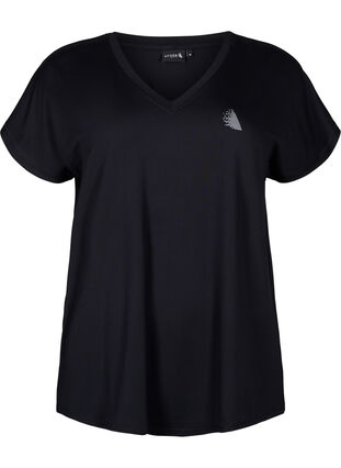 Luzna koszulka treningowa z dekoltem w szpic, Black, Packshot image number 0