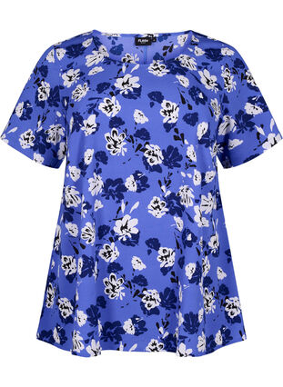 Flash – bluzka z krótkim rekawem i nadrukiem, Amparo Blue Flower, Packshot image number 0