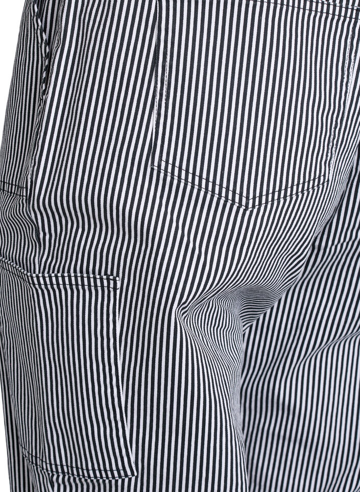  Jeansy cargo z wysokim stanem w paski, Czarne, Packshot image number 3