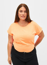 Bawelniant T-shirt w neonowym kolorze, Neon Coral, Model