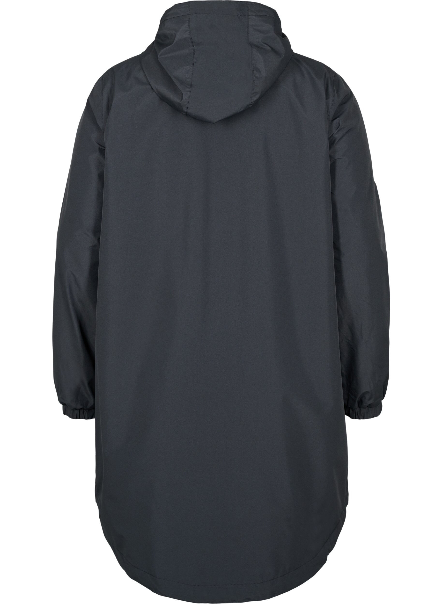 Zizzi Hooded rain jacket with reflective piping, Black, Packshot image number 1