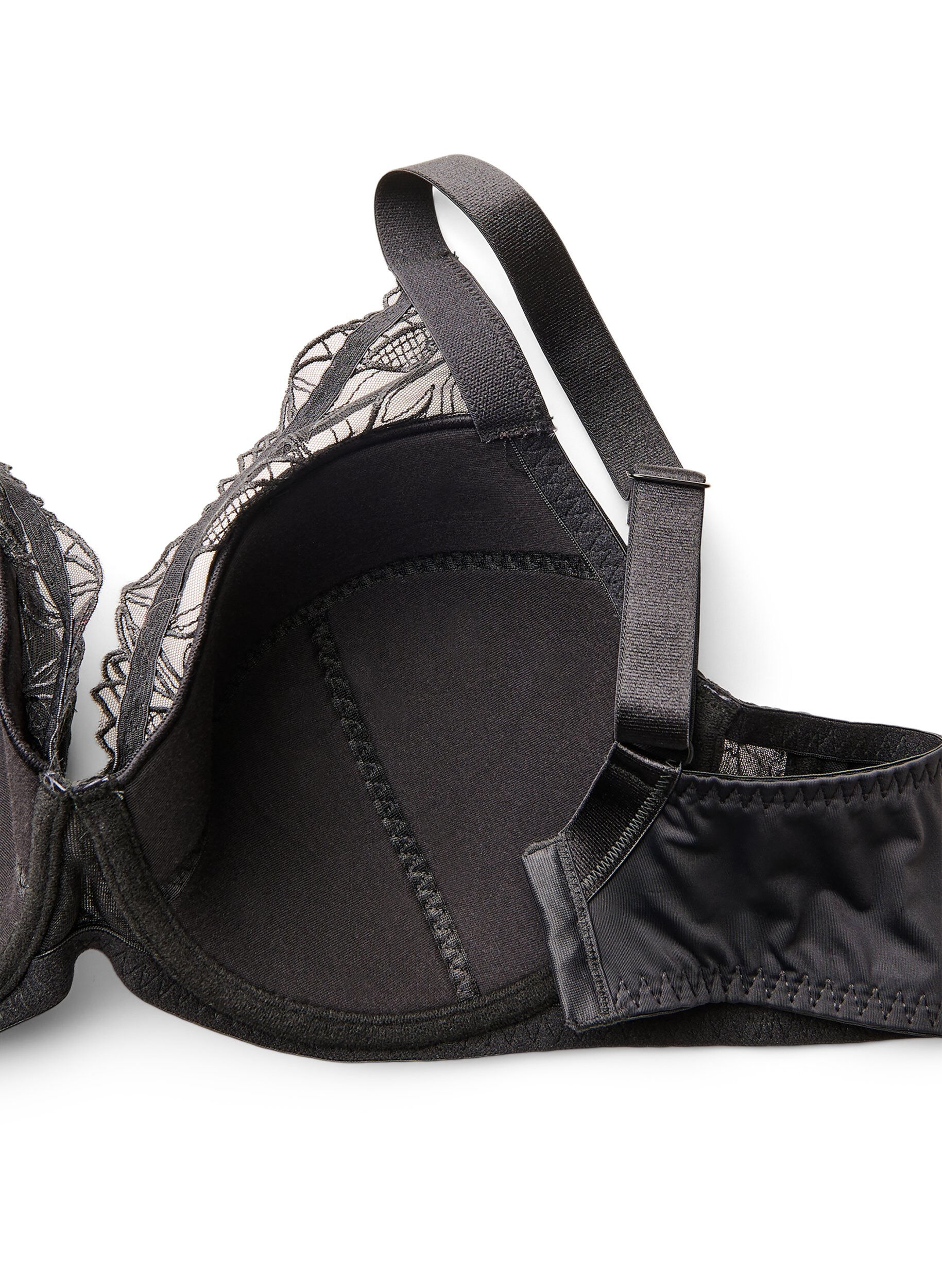 ZizziUsztywniany koronkowy biustonosz z fiszbinami, Czarne, Packshot image number 3