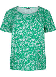 FLASH – bluzka z wiskozy z krótkim rekawem i nadrukiem, Bright Green Wh.AOP, Packshot