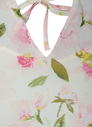 Tunika z kwiatowym nadrukiem i lureksem, White/Pink Flower, Packshot image number 2