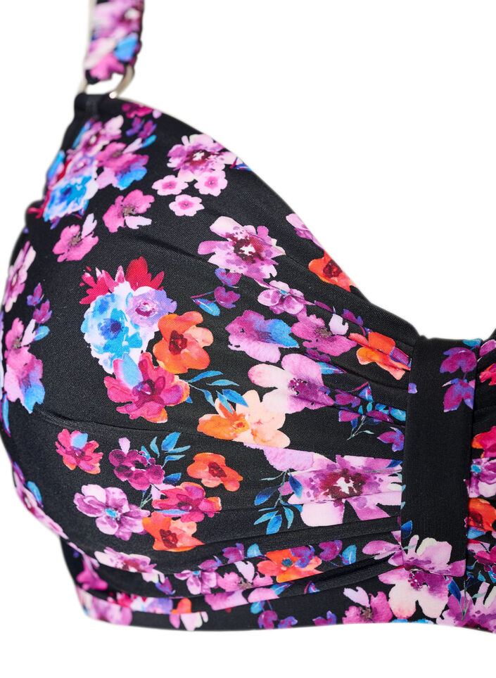Wzorzysty biustonosz bikini z fiszbinami, Fioletowy, Packshot image number 2