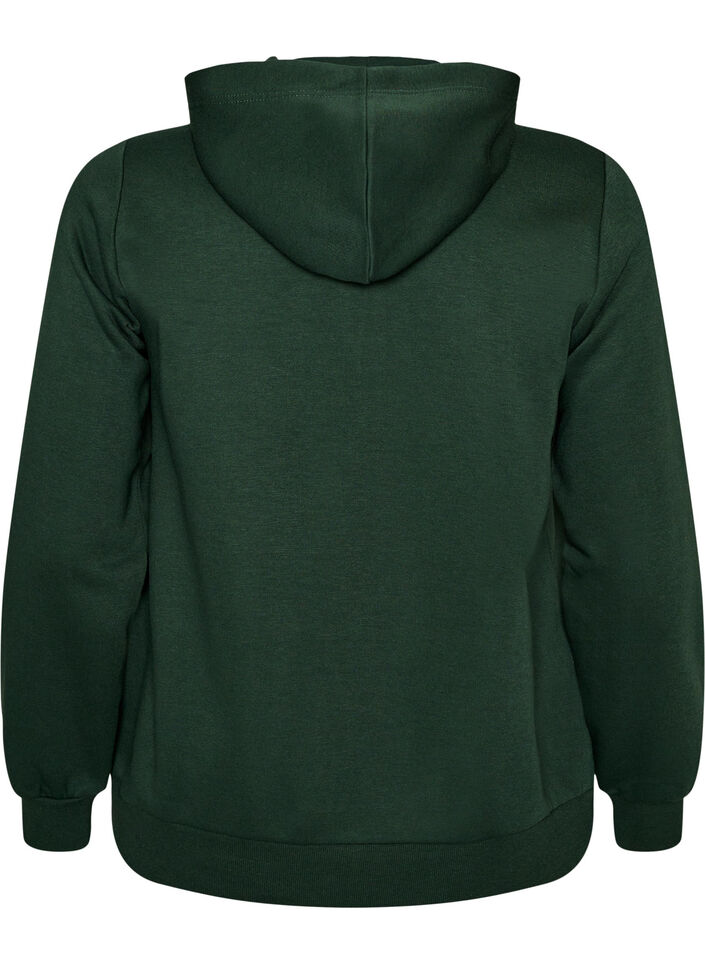 Bluza z kapturem, zamkiem blyskawicznym i kieszeniami, Zielony, Packshot image number 1