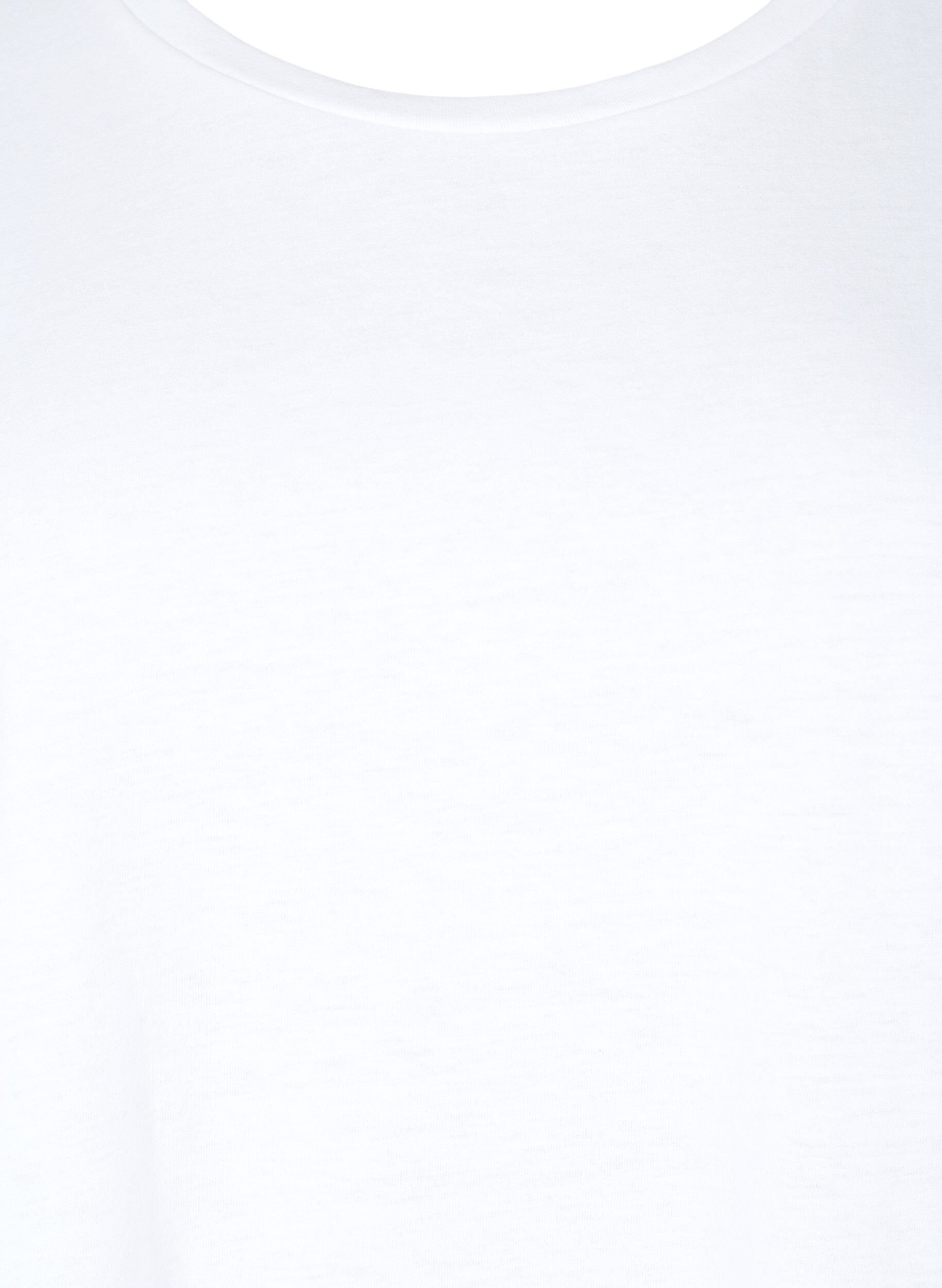 Zizzi T-shirt z kr&oacute;tkim rekawem w mieszance bawelny, Biały, Packshot image number 2