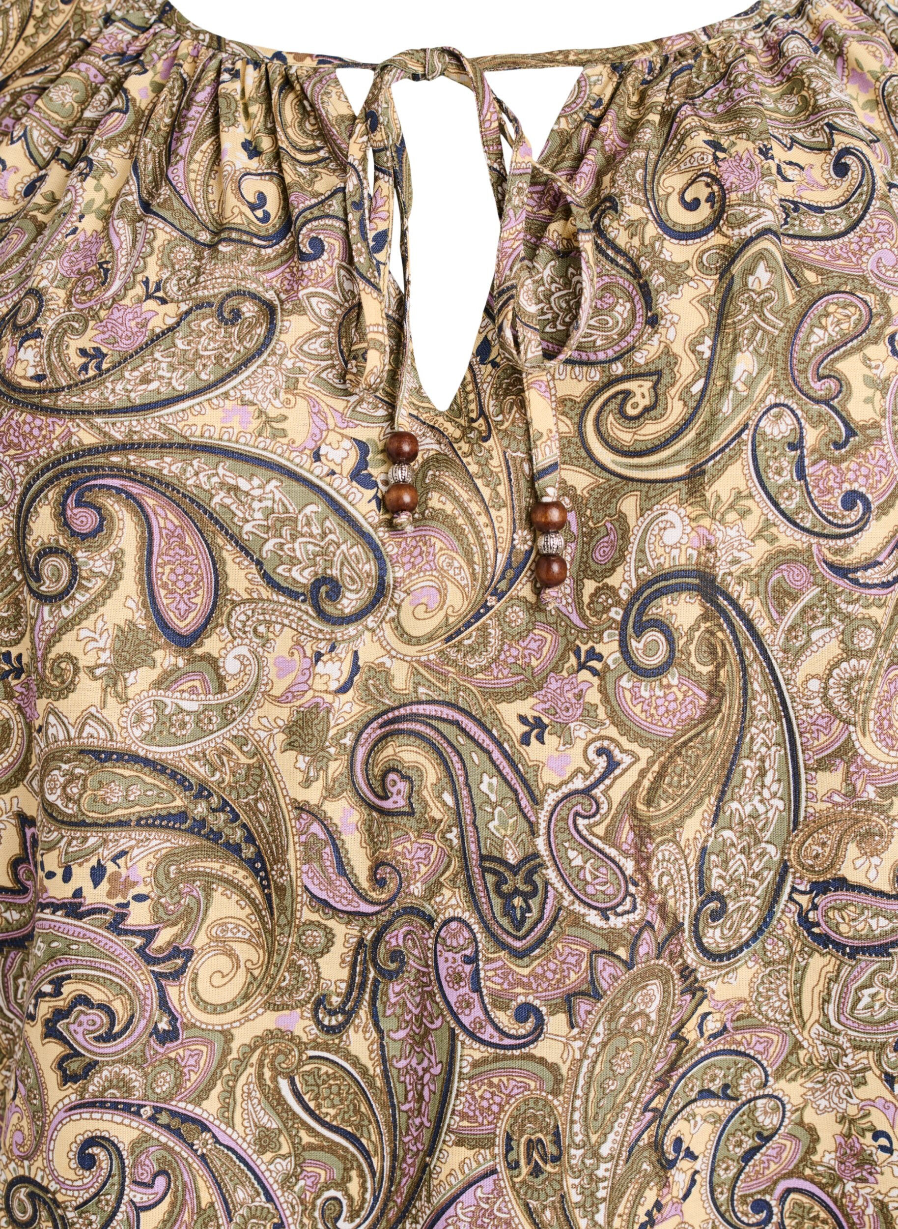 ZizziBluzka z wiskozy z nadrukiem w paisley i wiazaniem, Ż&oacute;łty, Packshot image number 2