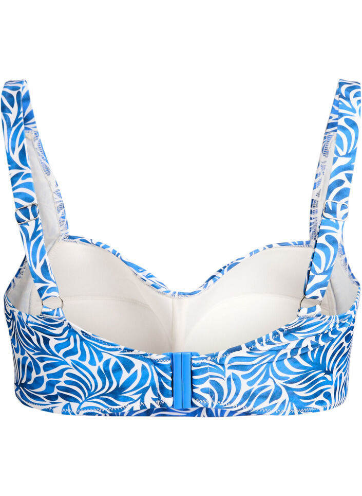 Bikinikowy top z wysci&oacute;lka i nadrukiem, Niebieskie, Packshot image number 1