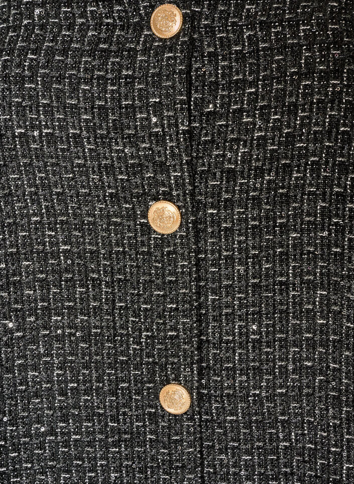 Zakiet boucl&eacute; z cekinami i ozdobnymi guzikami, Czarne, Packshot image number 2