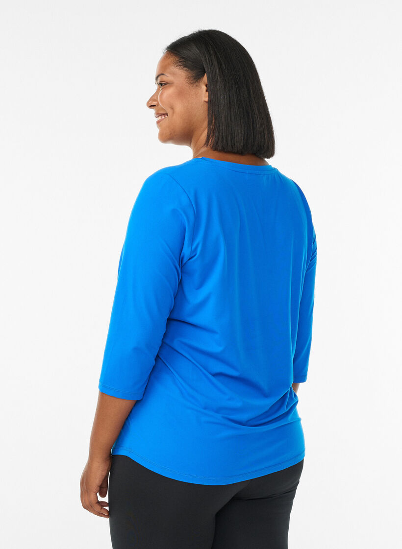  Bluzka treningowa z rekawami 3/4, Niebieskie, Model image number 2