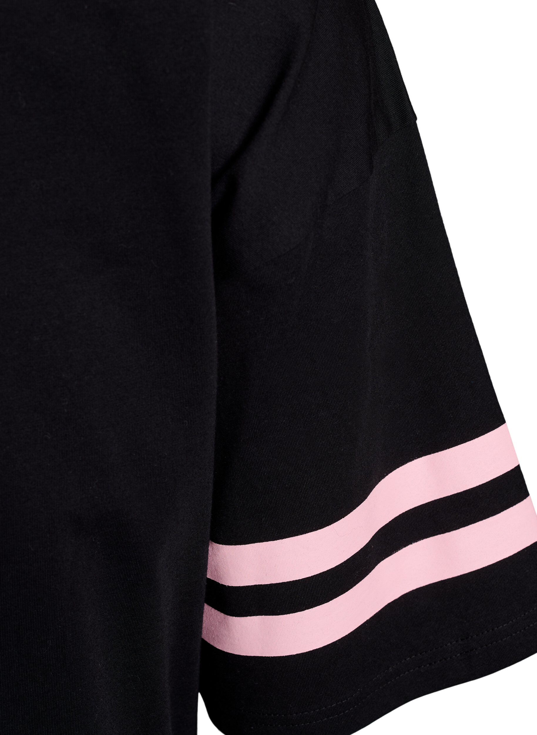 Zizzi Sportowy T-shirt oversize w stylu uniwersyteckim, Czarne, Packshot image number 3