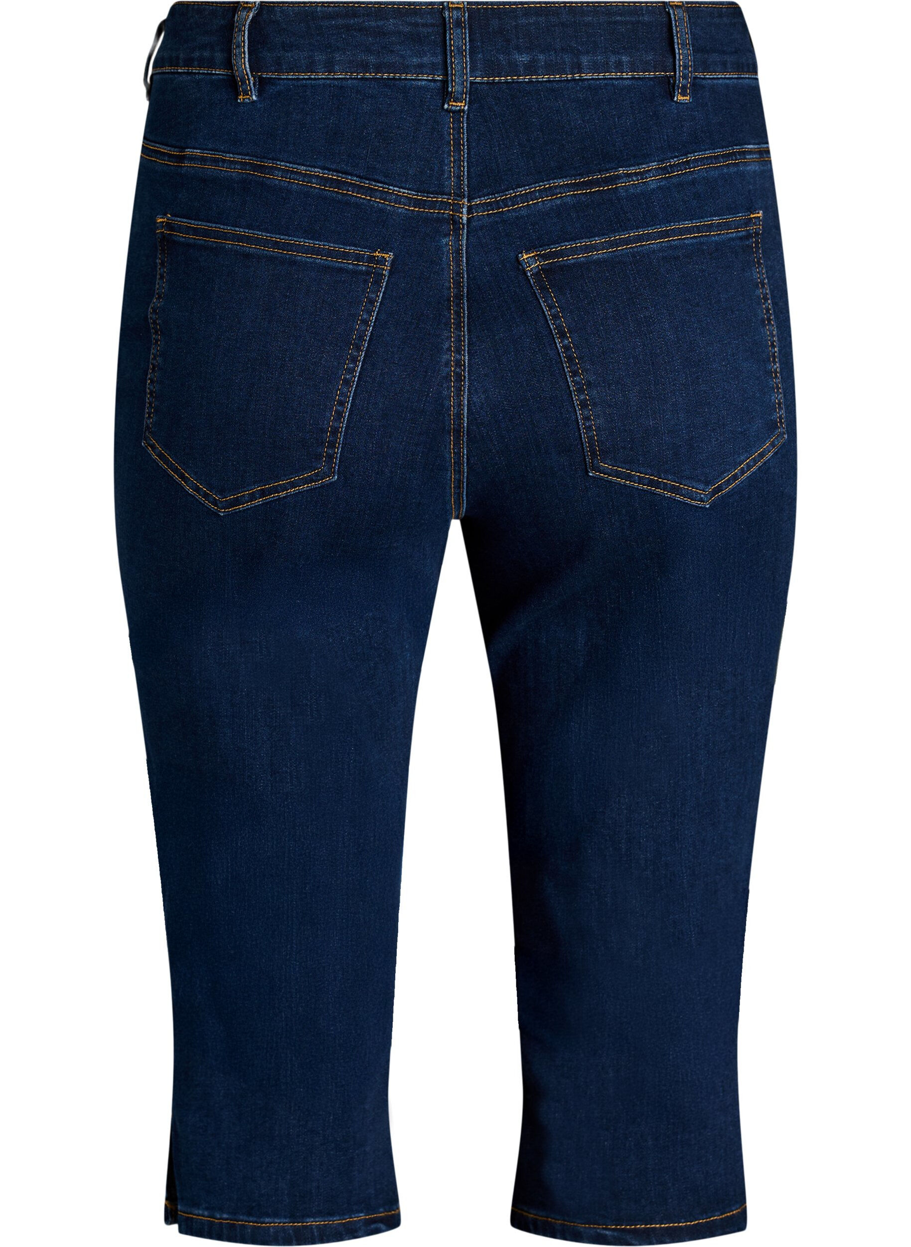 Zizzi Spodnie capri ze sciagaczem w talii, slim fit, ze stretchowego denimu, Niebieskie, Packshot image number 1