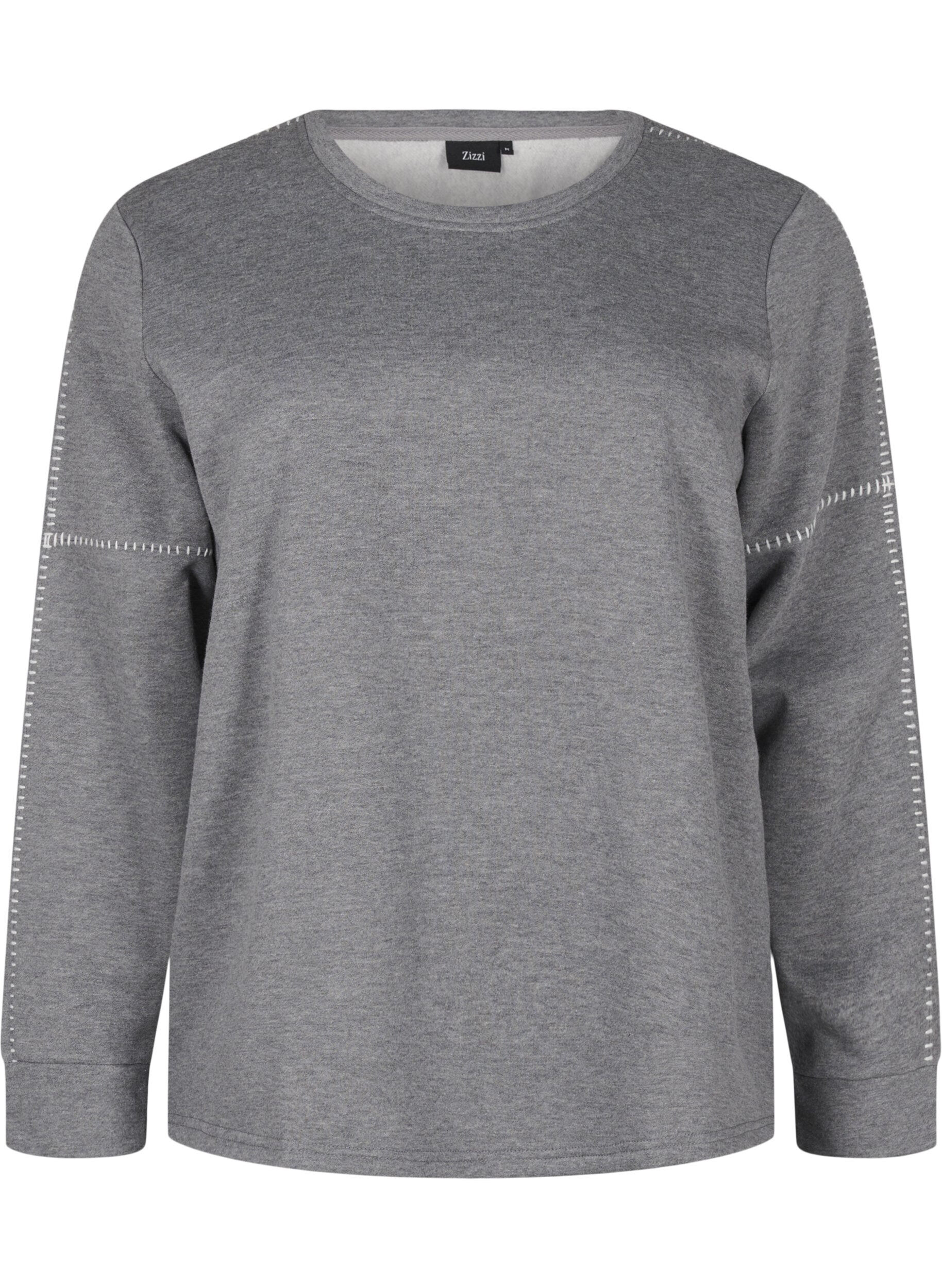 Zizzi Bluza z kontrastowymi szwami, Medium Grey M&eacute;l, Packshot image number 0