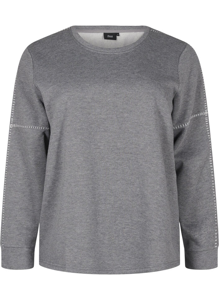 Bluza z kontrastowymi szwami, Medium Grey Mél, Packshot image number 0