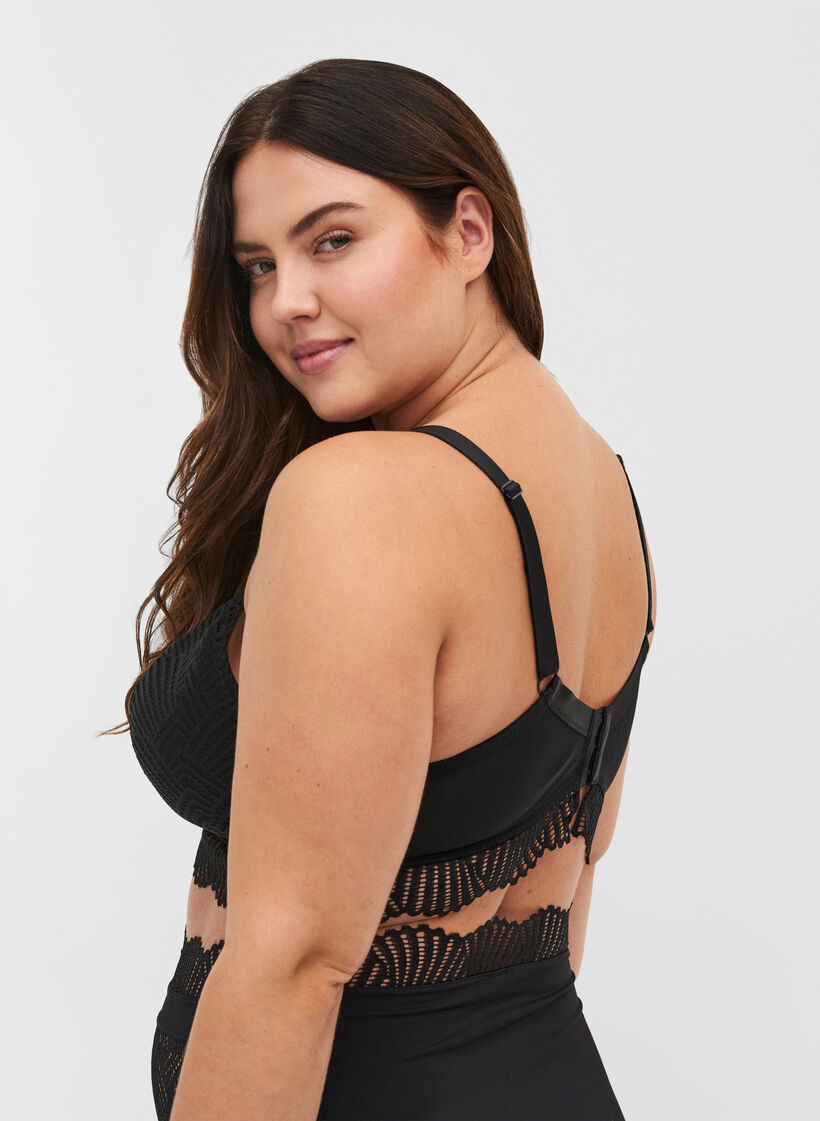 Soft padded, lacy bra, Black, Model image number 1
