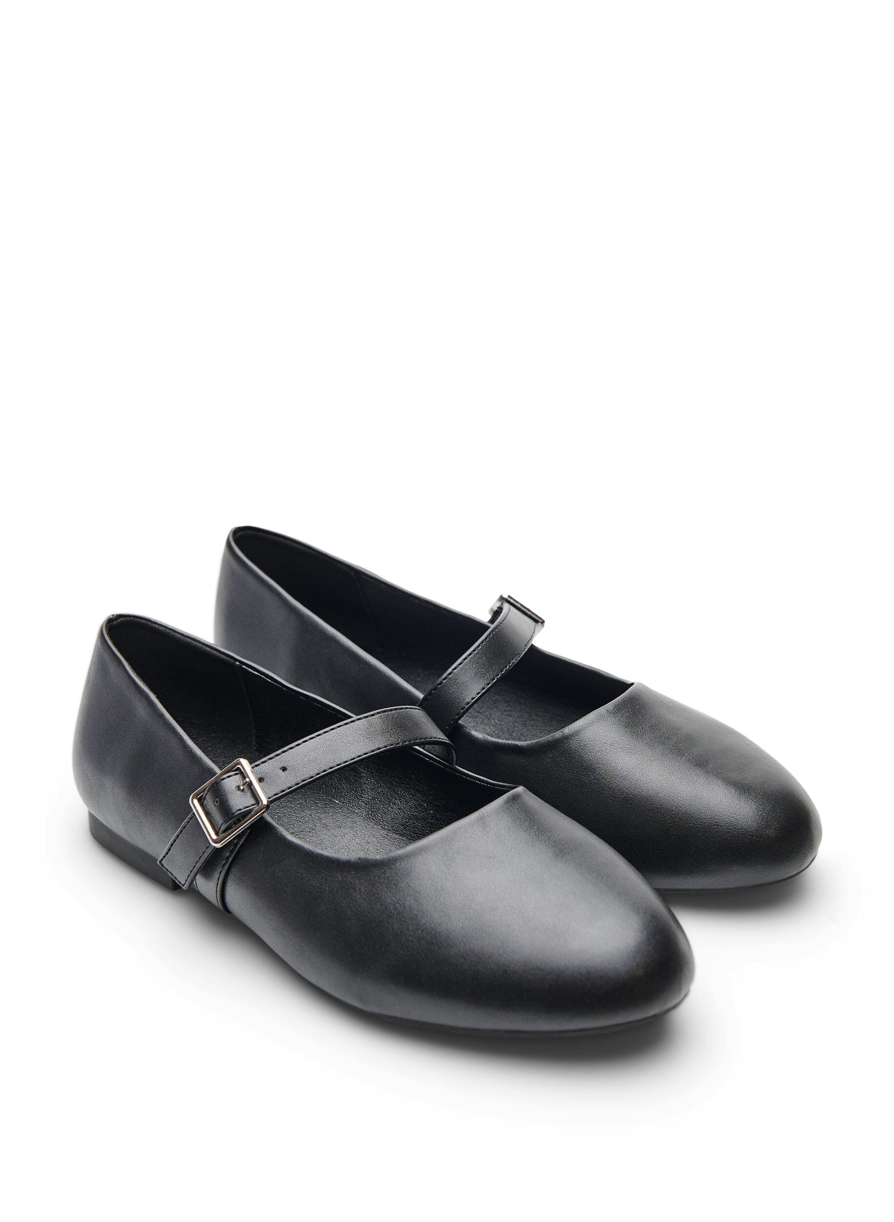 Zizzi Ballerina ze sztucznej sk&oacute;ry ze sznurkiem, Czarne, Packshot image number 1