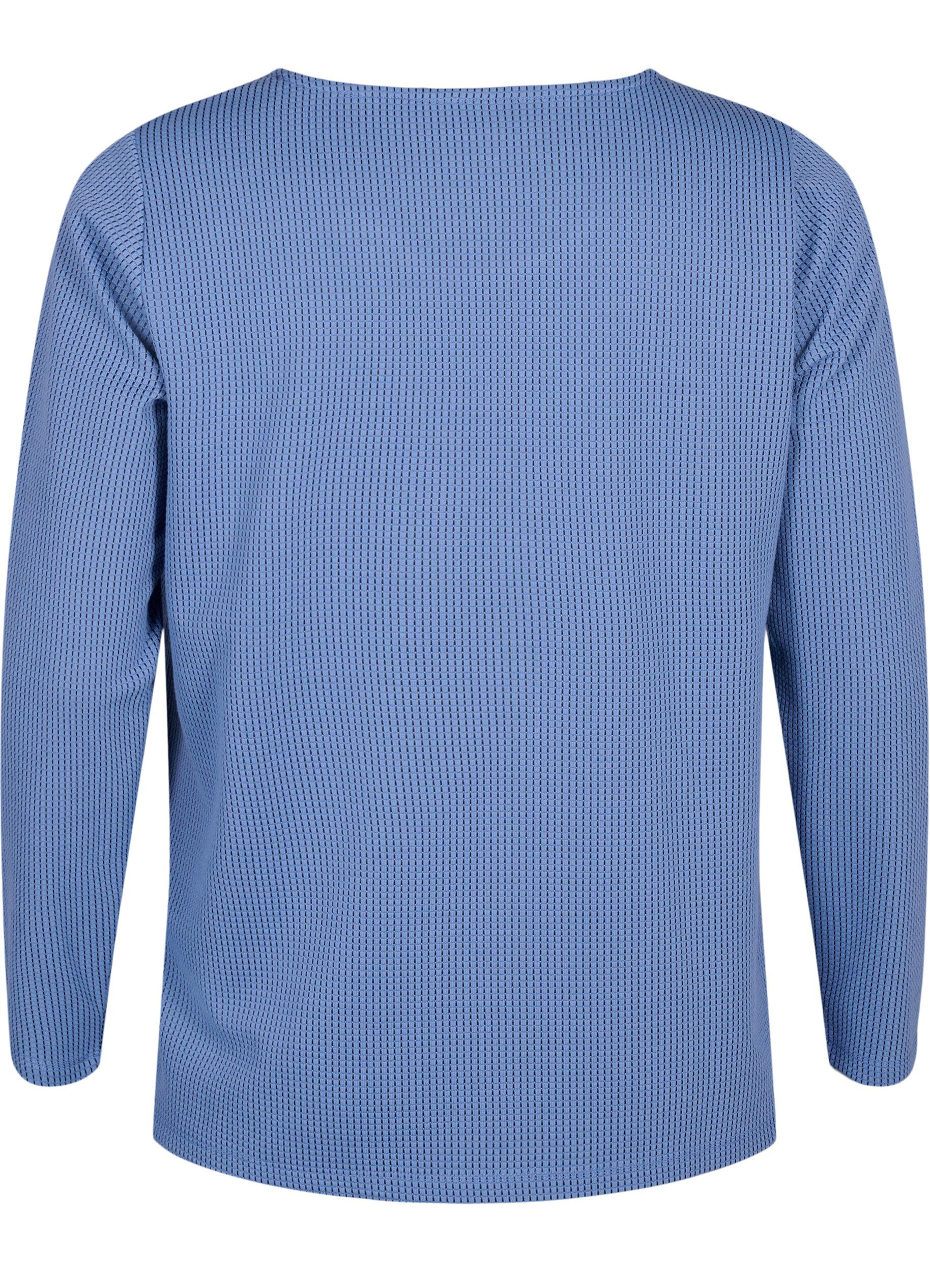 Zizzi Teksturowana trapezowa bluzka, Quiet Harbor, Packshot image number 1