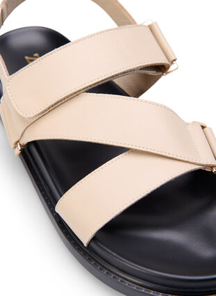 Szerokie skórzane sandaly z regulowanymi paskami, Irish Cream, Packshot image number 3
