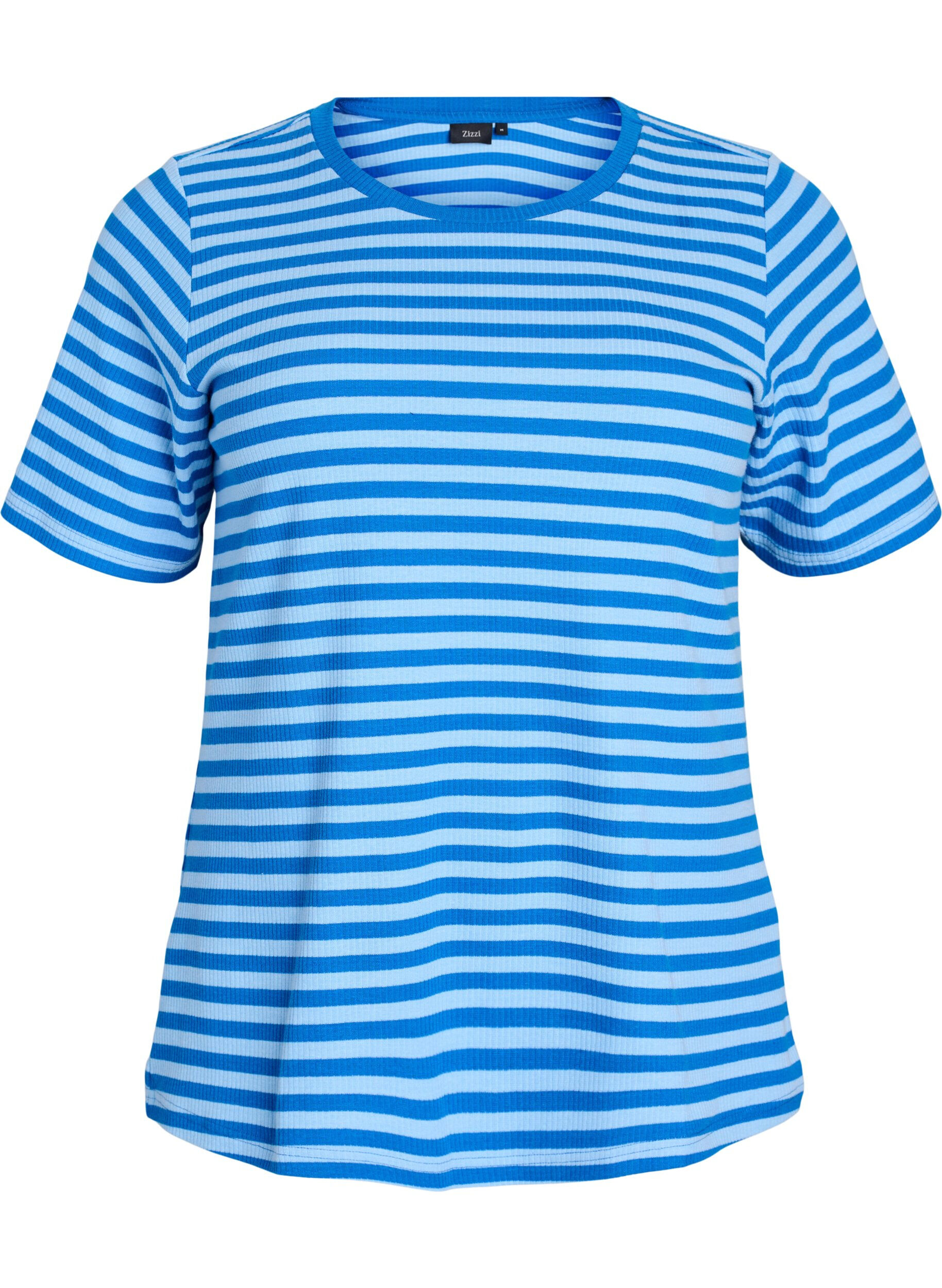 ZizziT-shirt w paski o prazkowanej fakturze, Niebieskie, Packshot image number 0