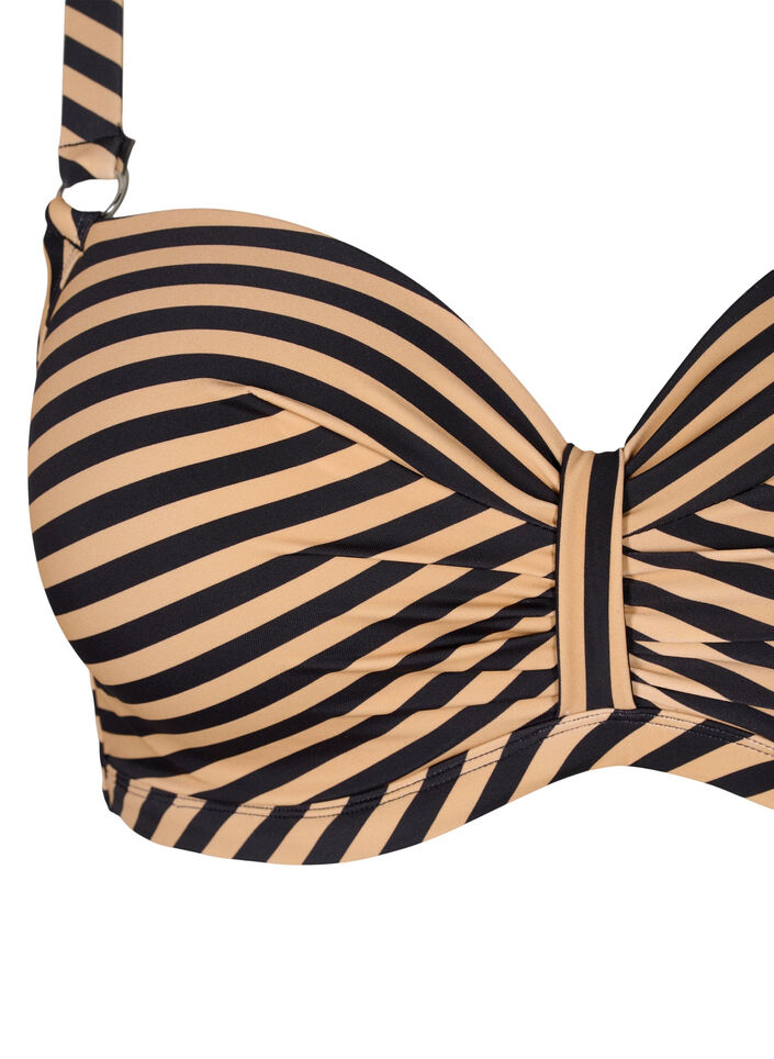 G&oacute;ra od bikini z fiszbinami i wzorem, Brązowy, Packshot image number 2
