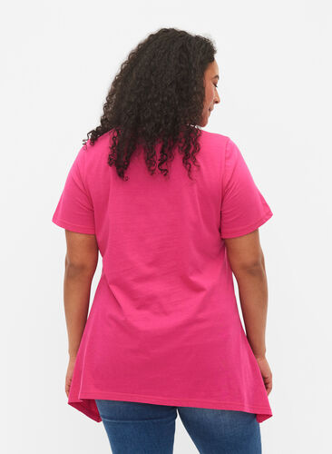 Bawelniany T-shirt z tekstowym nadrukiem, Beetroot Purple HAP, Model image number 1