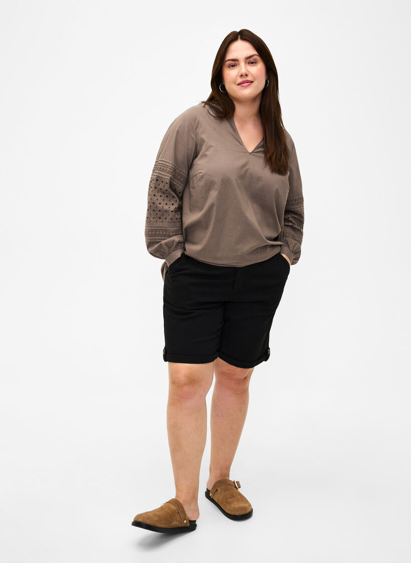 Bluzka z dlugim rekawem z ozdobnymi detalami, Caribou, Model image number 2