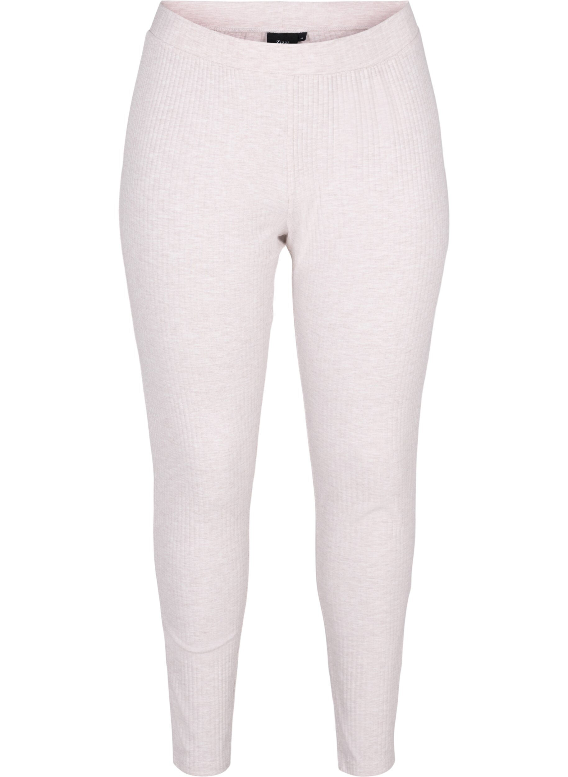 Zizzi Tight-fitting trousers in rib, Natural M&eacute;lange, Packshot image number 0